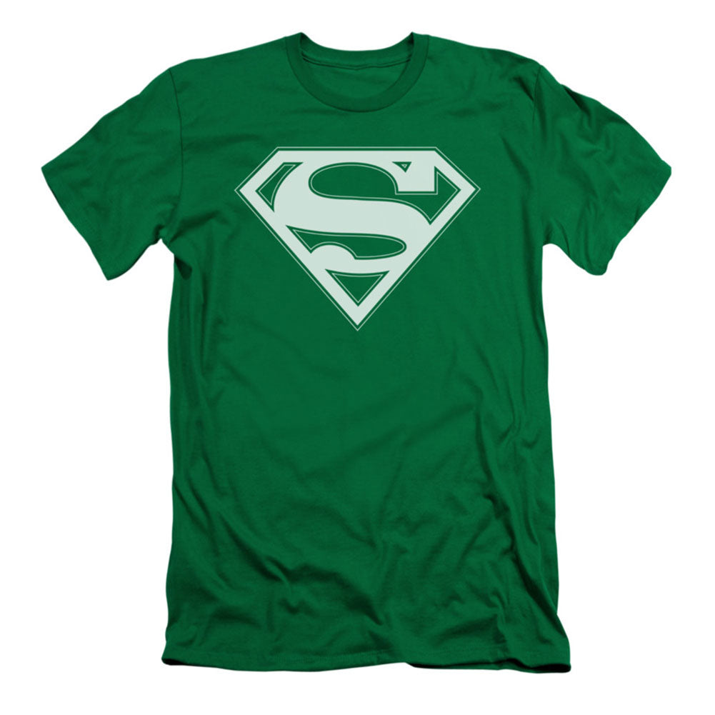 Superman Green & White Shield Slim Fit T-shirt Front