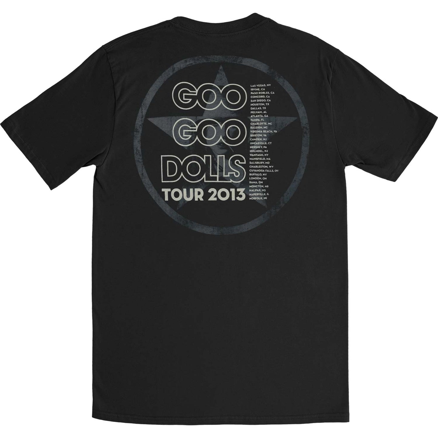 Goo Goo Dolls Propaganda 2013 Tour City Info Las Vegas - Norfolk NE Slim Fit T-shirt Back