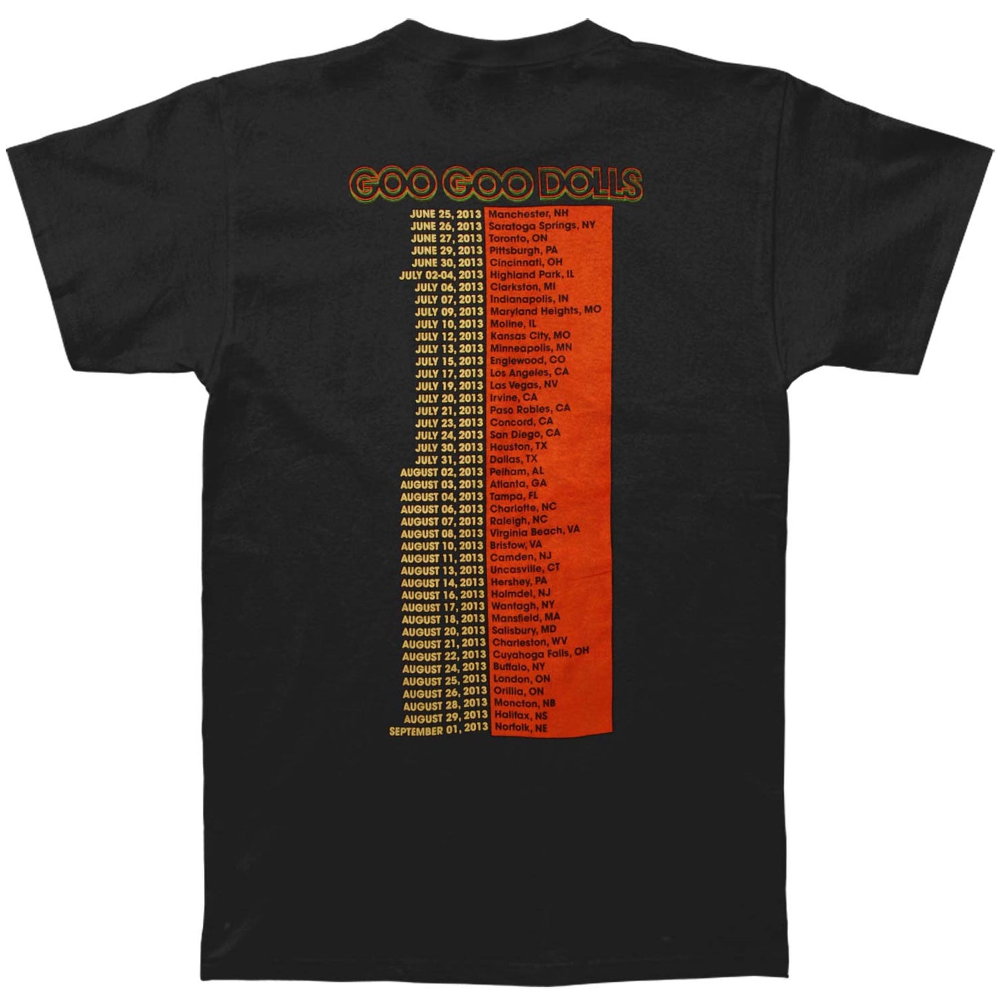 Goo Goo Dolls Split 2013 Tour City (Manchester NH - Norfolk NE) Slim Fit T-shirt
