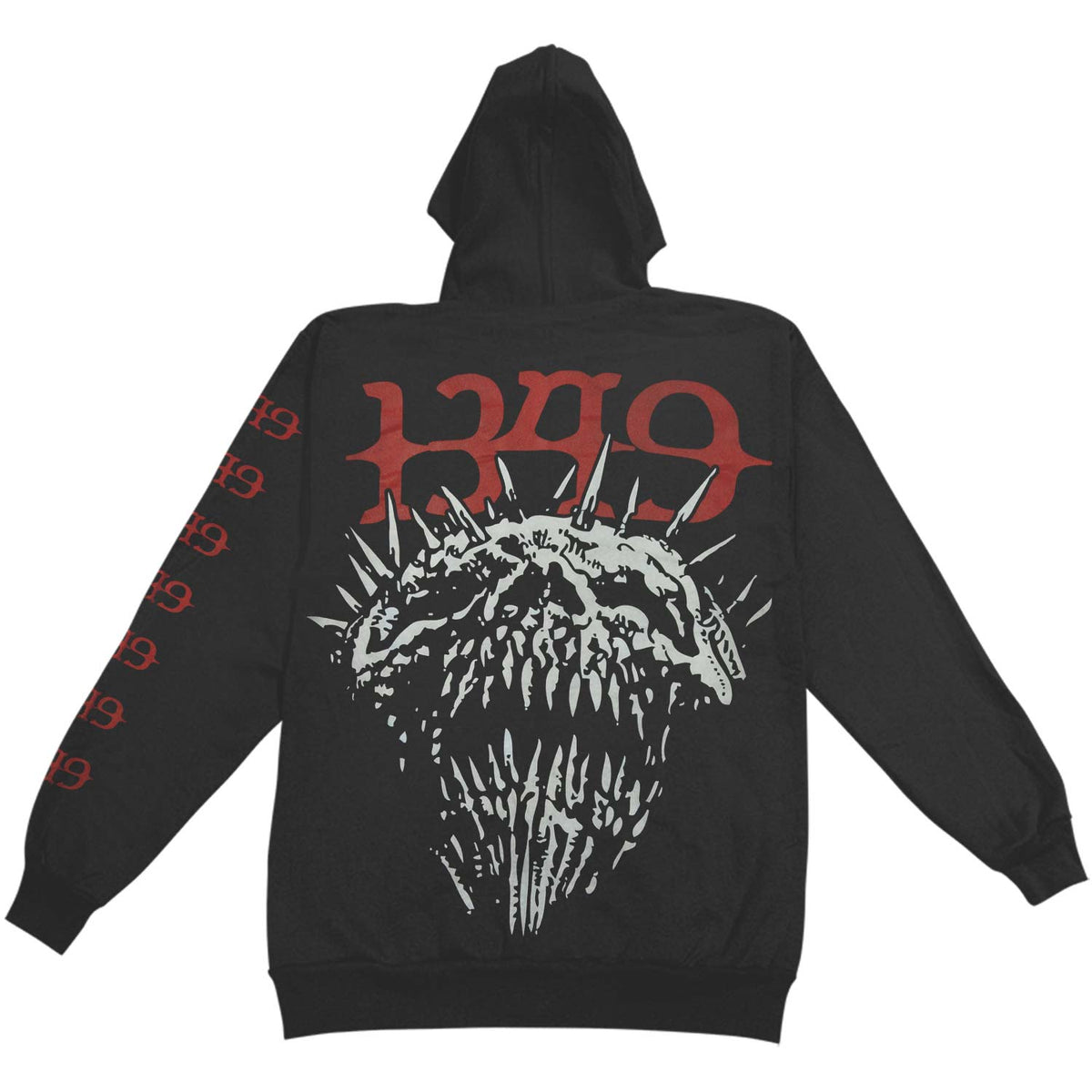 1349 Chaos Skull Zippered Hooded Sweatshirt Back