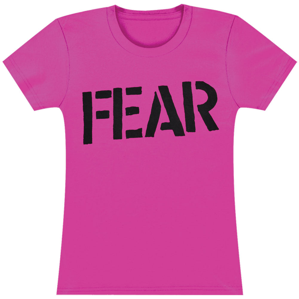 Fear Logo Hot Pink Soft Junior Top Front