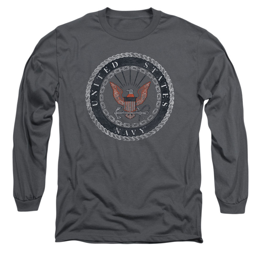 Navy Rough Emblem Long Sleeve Front