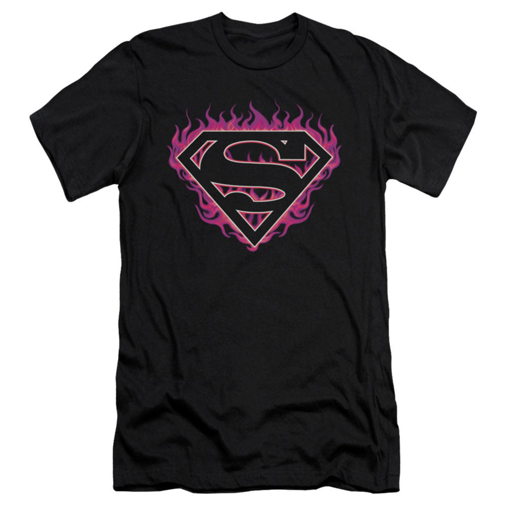 Superman Fuchsia Flames Slim Fit T-shirt Front