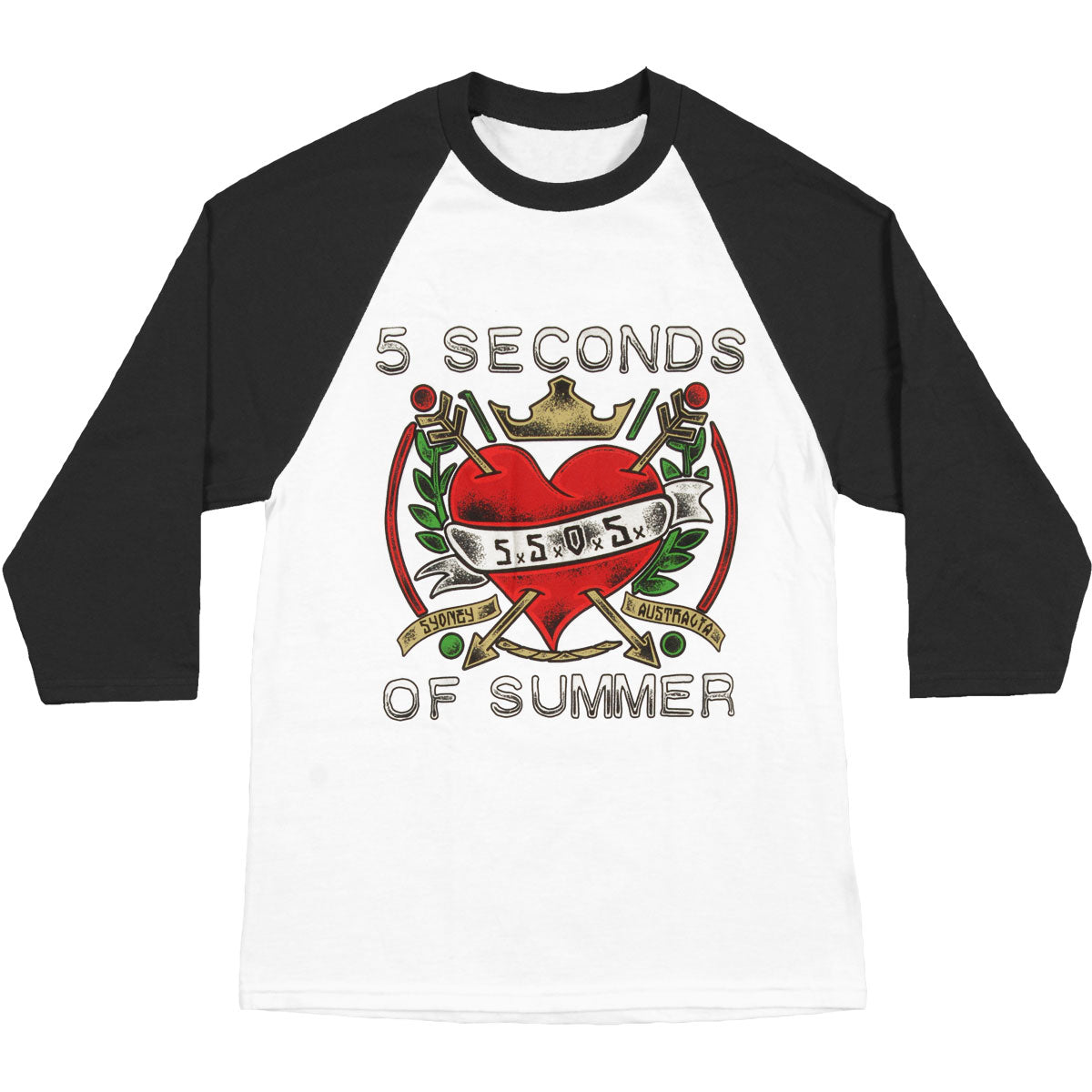 5 Seconds Of Summer Heart Baseball Jersey Front