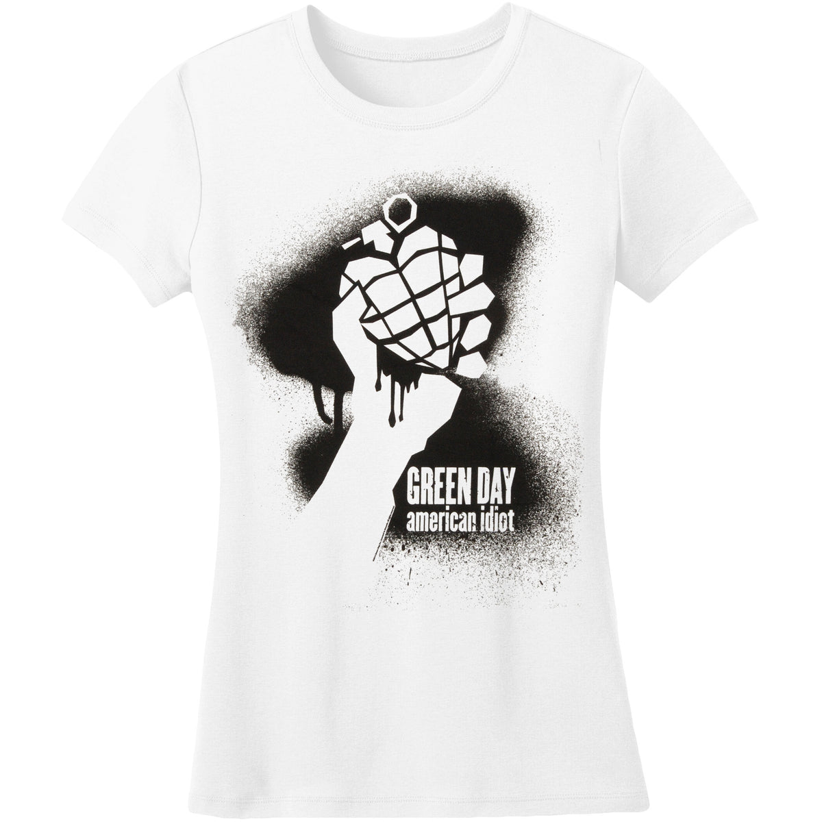 Green Day American Idiot Dripping Grenade Soft Tissue Tee Soft Junior Top Front