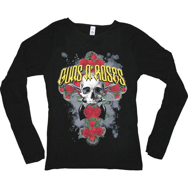 Guns N Roses Rose Cross Junior Top Front