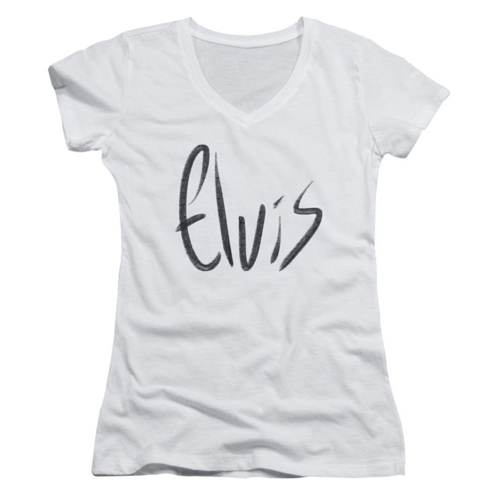 Elvis Presley Sketchy Name Cap Sleeve Junior Top Front