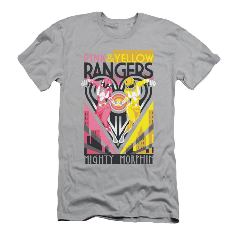 Power Rangers Pink & Yellow Deco Slim Fit T-shirt Front