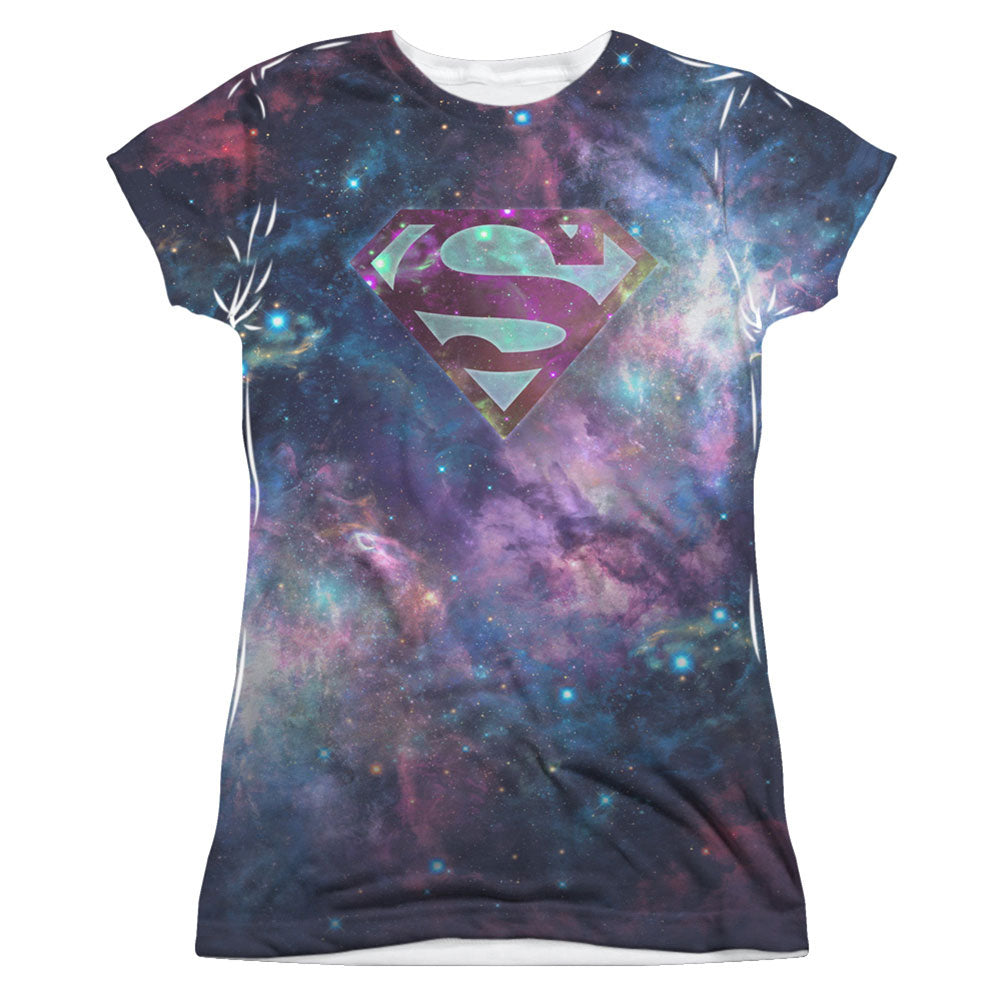 Superman Spaced Out Logo Sublimation Junior Top Front