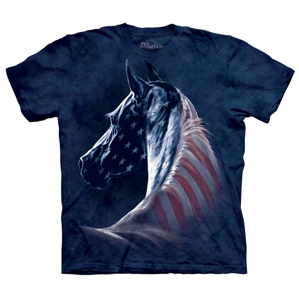 The Mountain Patriotic Horse T-shirt Front