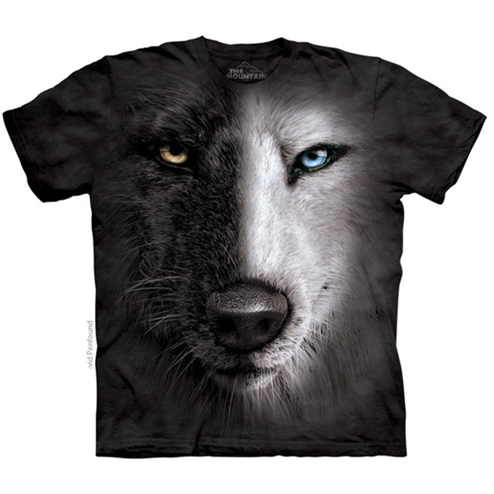 The Mountain Black And White Wolf Face T-shirt