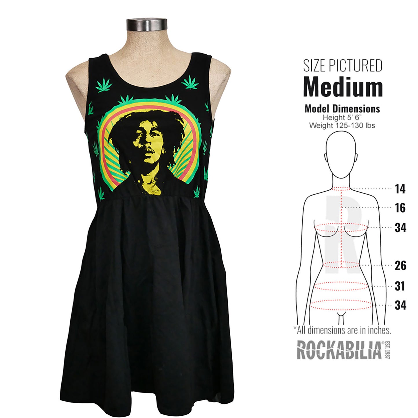 Bob Marley Pot Leaves Work Dress Alt 3