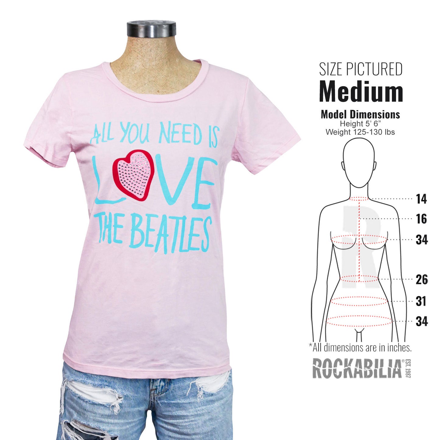 Rhinestones All You Need Is Love Tissue Junior Top