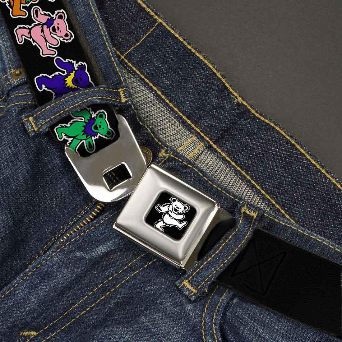 Grateful Dead Dancing Bears Seatbelt Buckle Belt