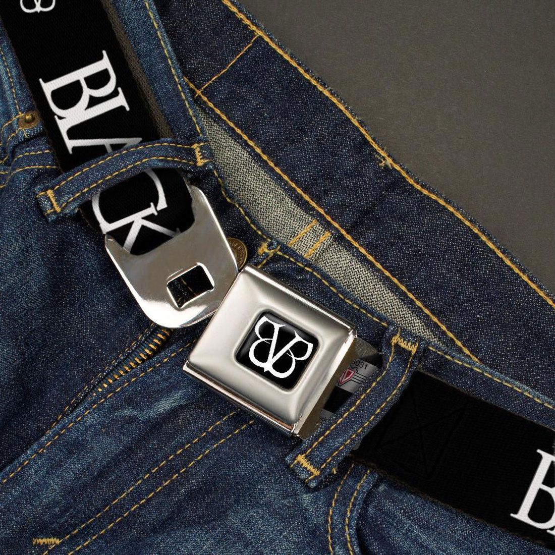 Black Veil Brides Star Logo Seatbelt Buckle Belt Back