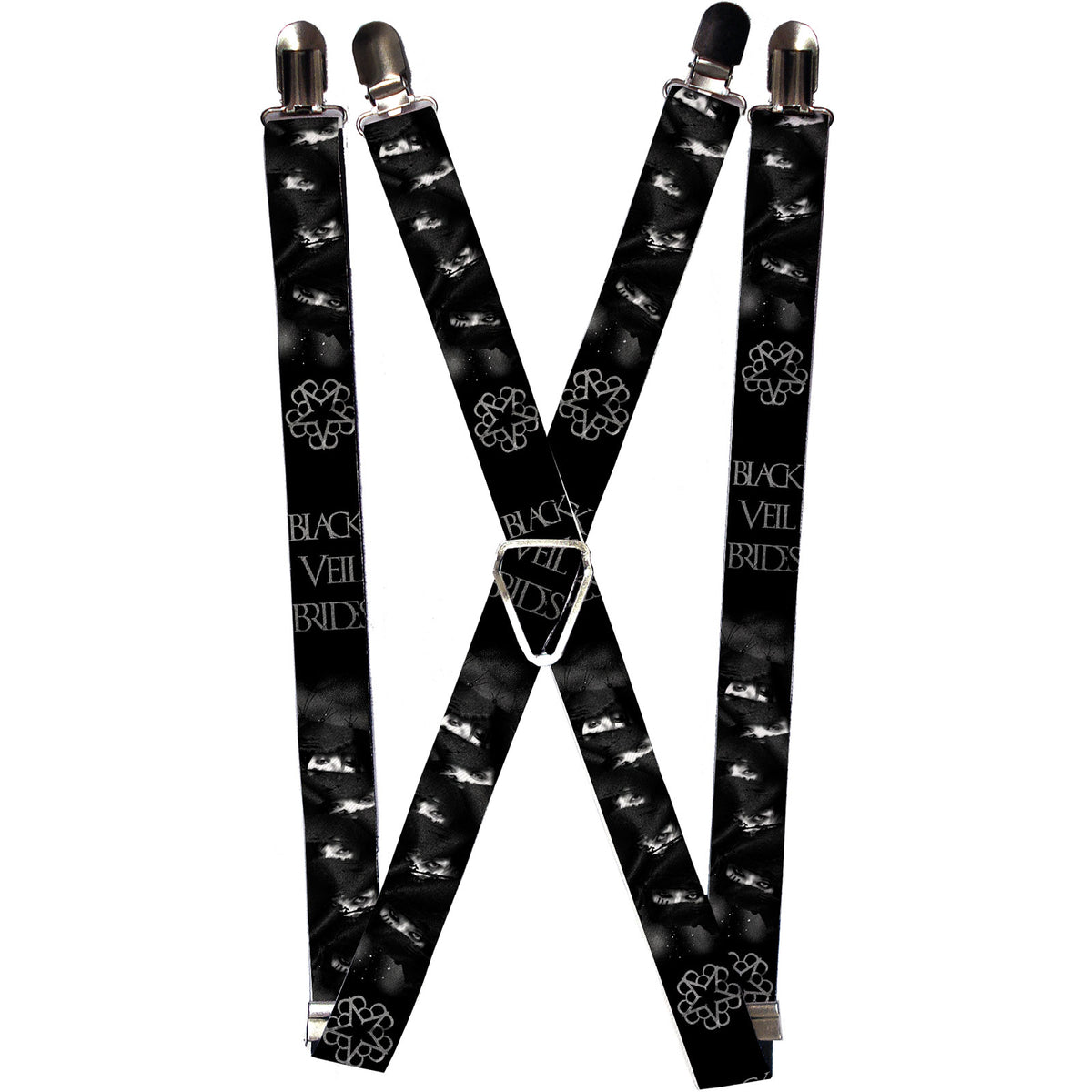 Black Veil Brides Face & Star Logo Suspenders Front