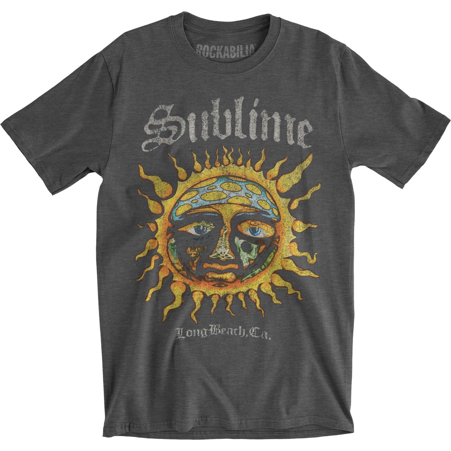 Sublime Logo Stamp Sun Mens Soft T Slim Fit T-shirt Front