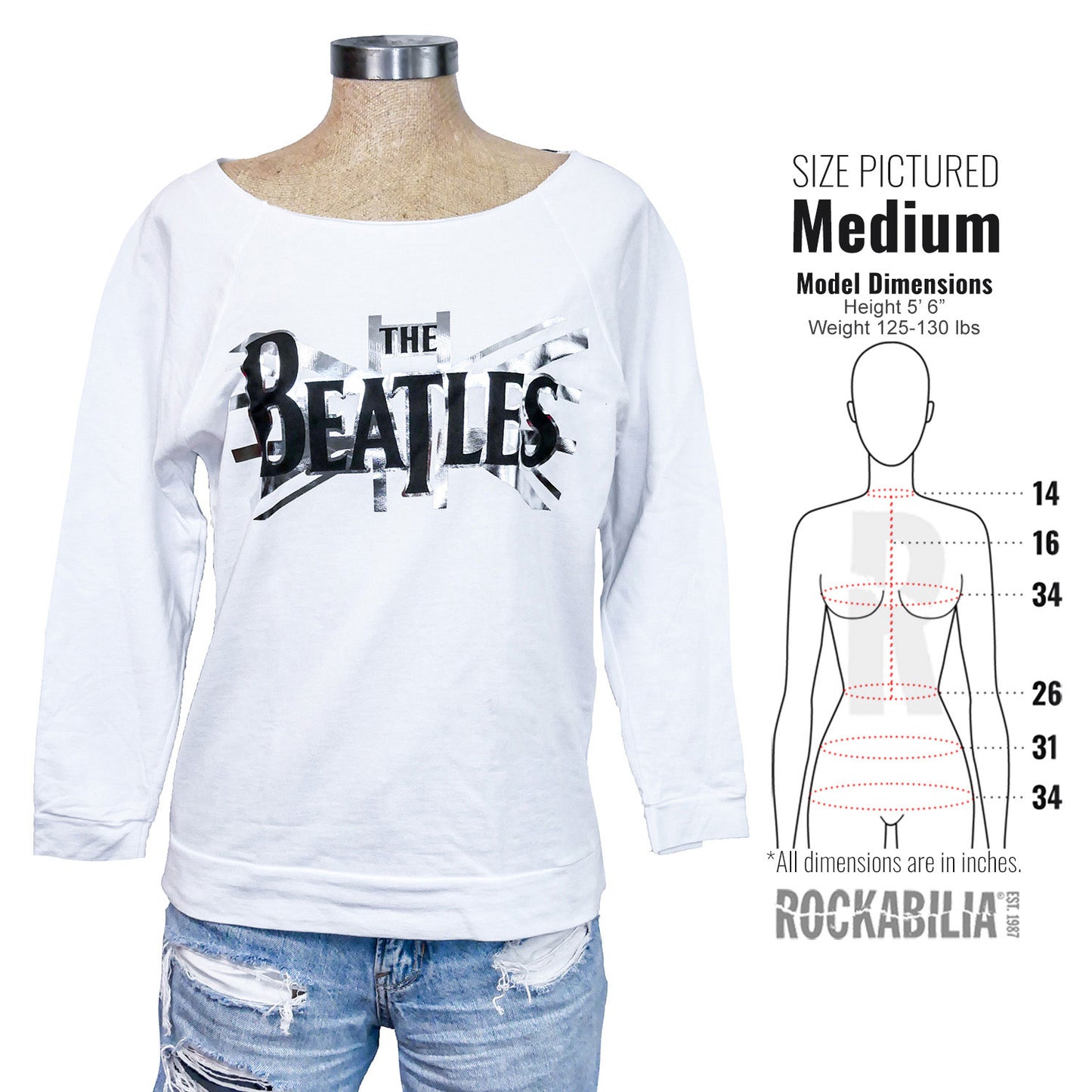 Beatles B&W Union Jack Scooped Junior Top Alt 3