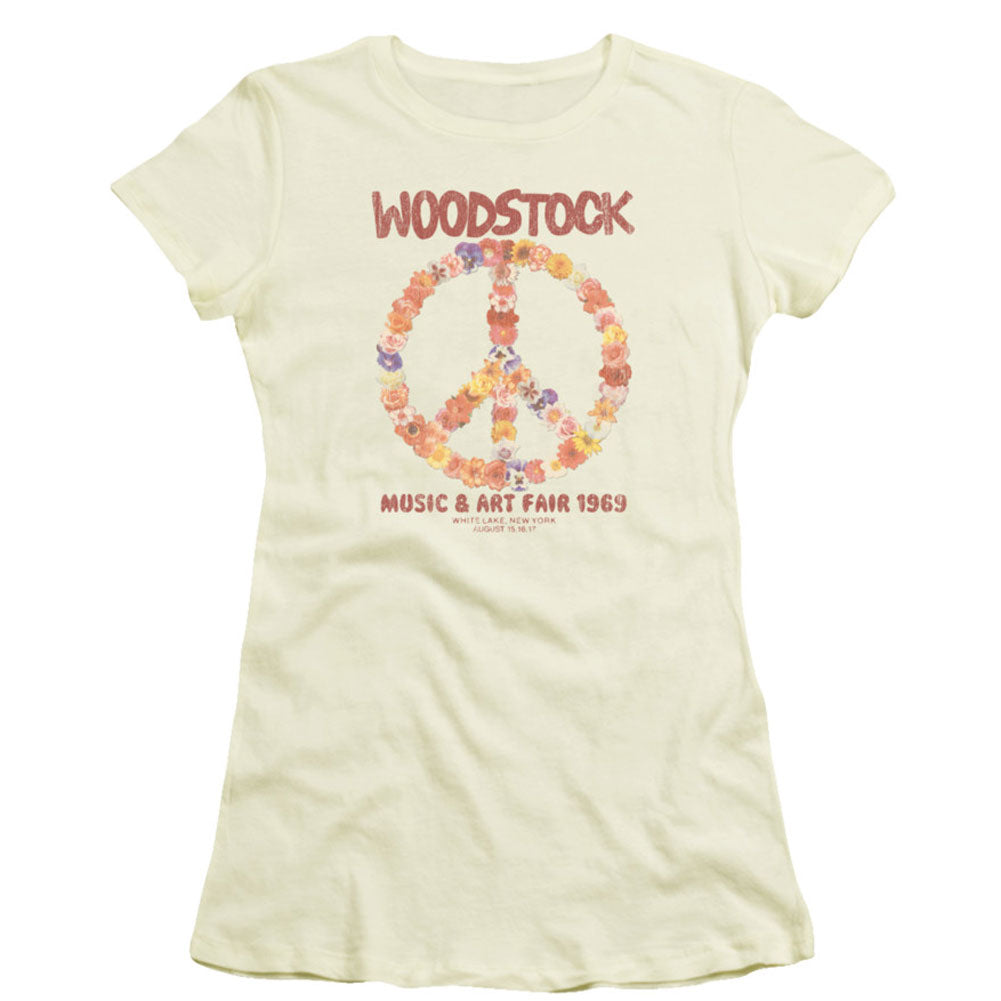 Woodstock Floral Peace Cap Sleeve Junior Top