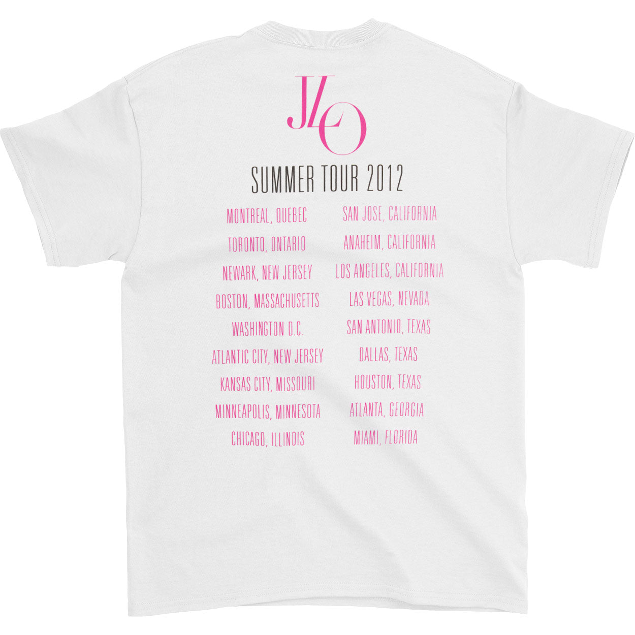 Jennifer Lopez Crawling Dance 2012 Summer Tour T-shirt Back