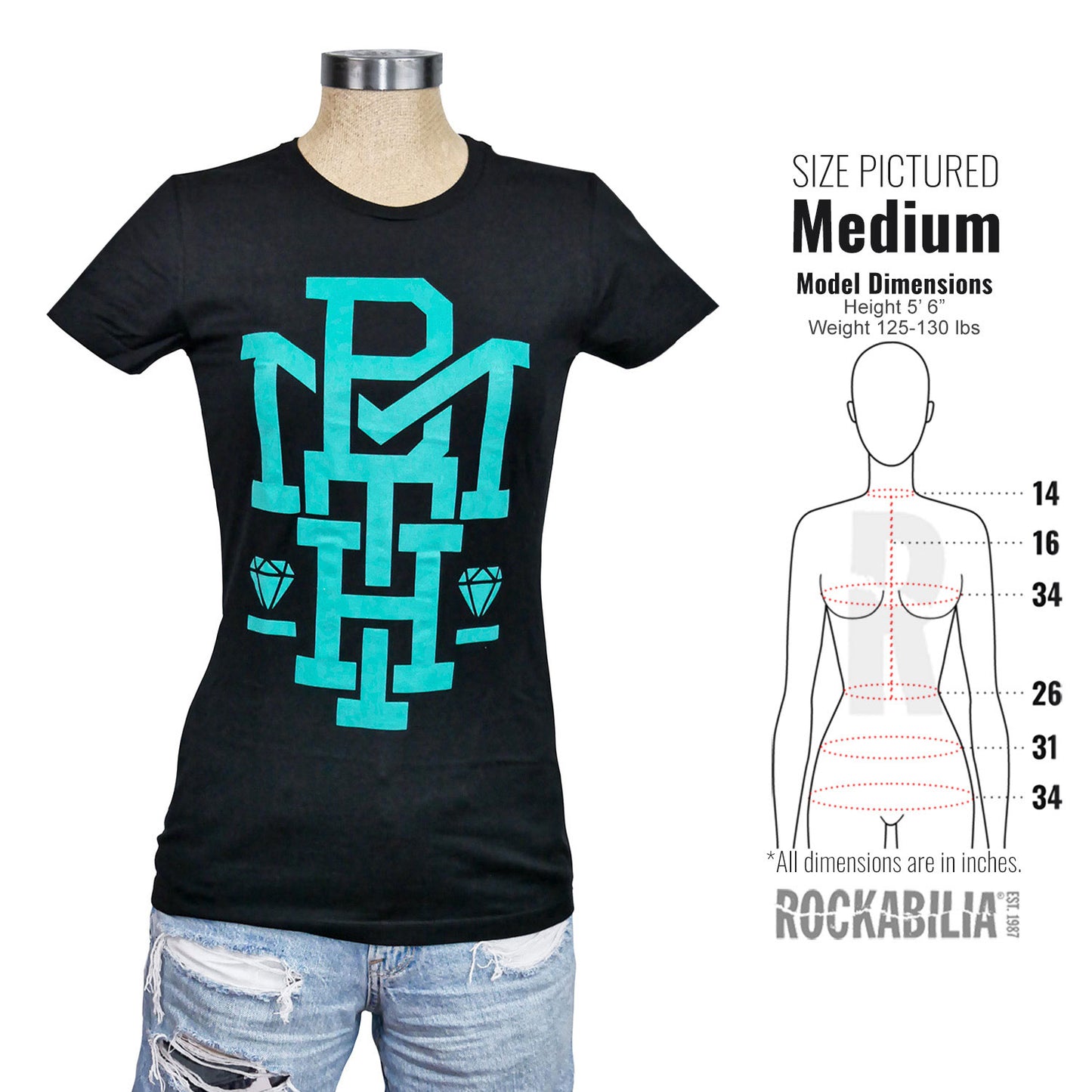 Bring Me The Horizon Blue Logo Junior Baby Doll Junior Top Alt 3