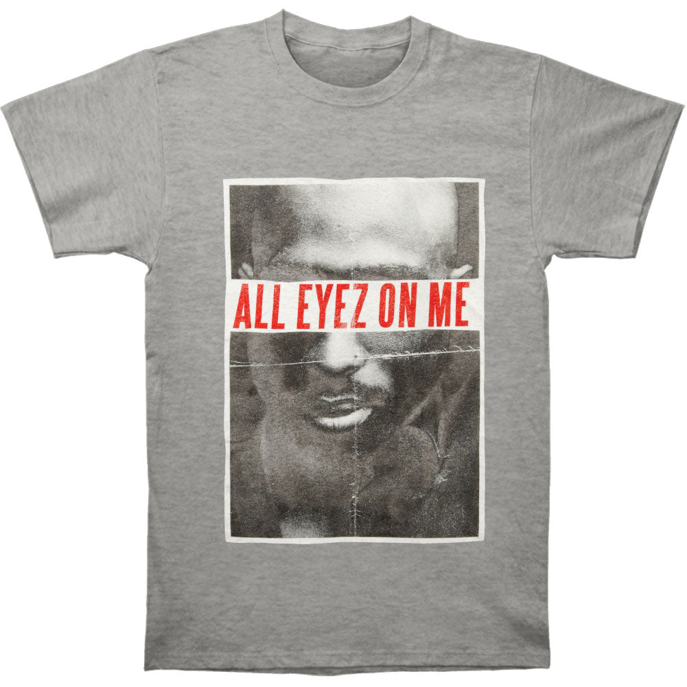 Tupac All Eyez on Me Hteaher Grey T-shirt Front