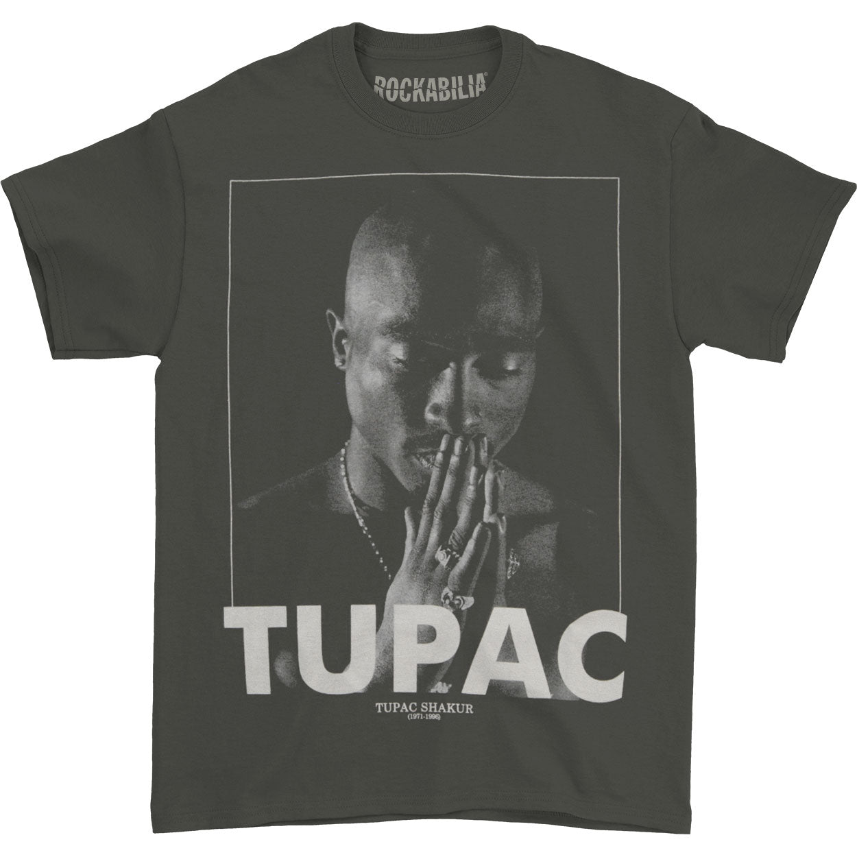 Tupac Praying Hands Tee Charcoal T-shirt Front