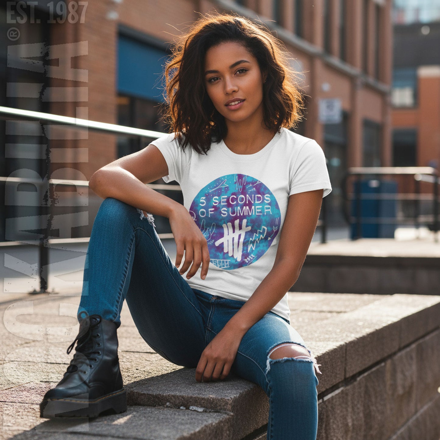 5 Seconds Of Summer Scribble Logo Tie-Dye Junior Top Alt 2