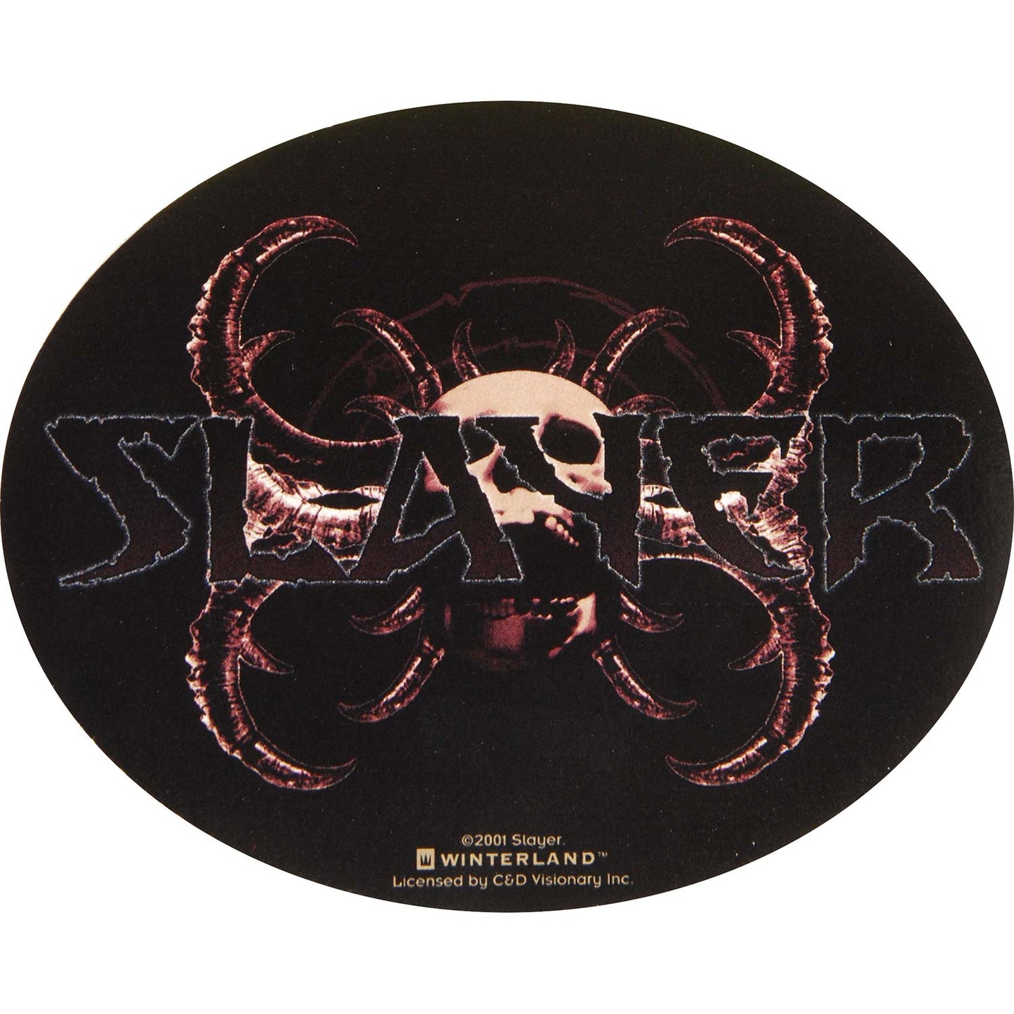 Slayer Skeleton With Skull Horns (5" x 4") Sticker Front