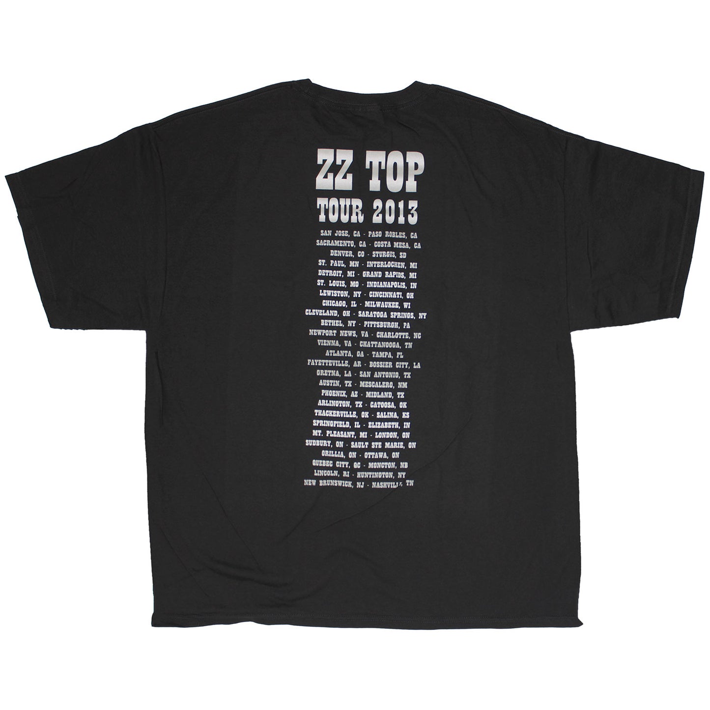 ZZ Top Original B&W 2013 Tour Concert Tshirt T-shirt Back