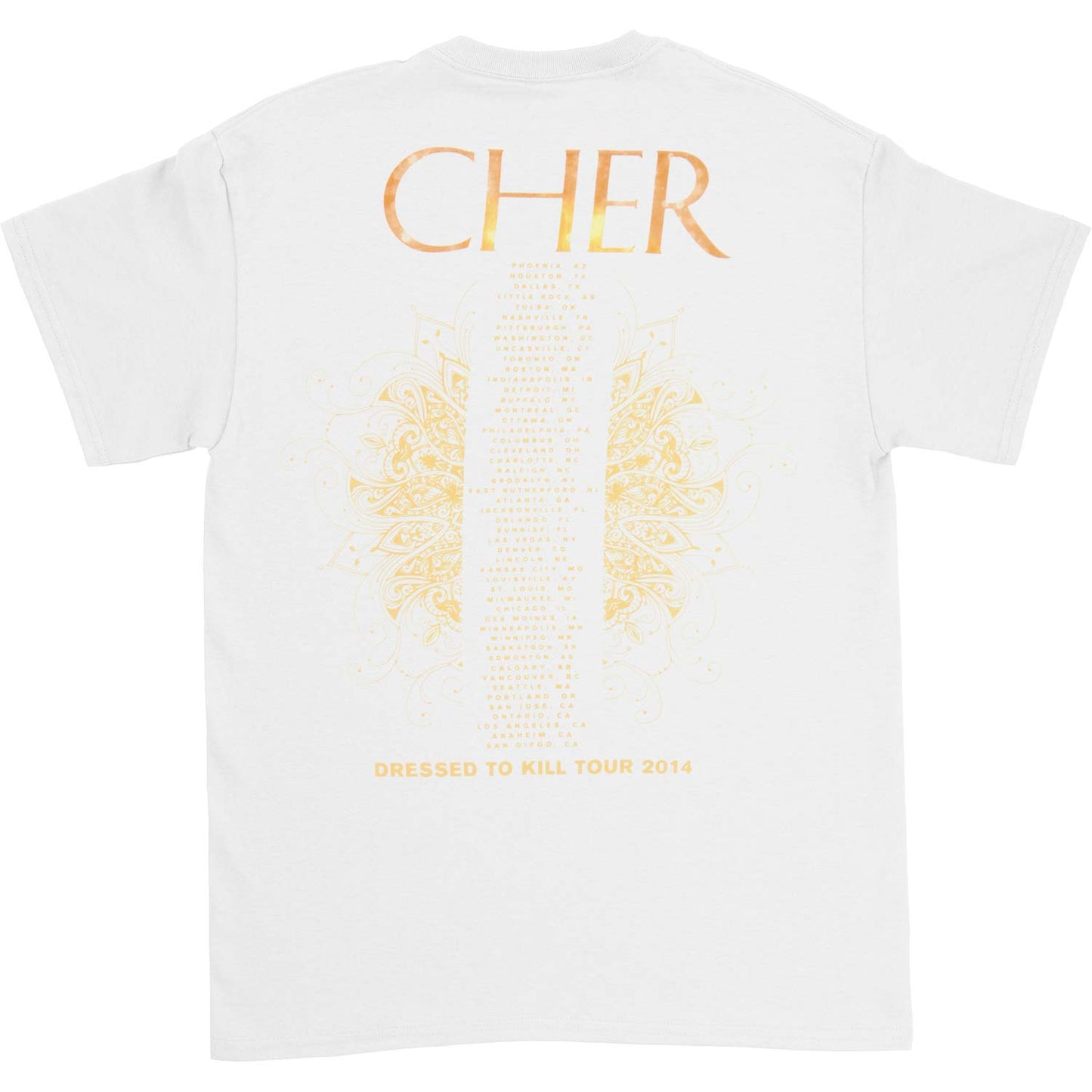 Cher Dressed To Kill 2014 Tour T-shirt Back