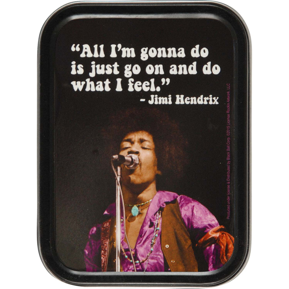 Jimi Hendrix Singing Stash Tin Front