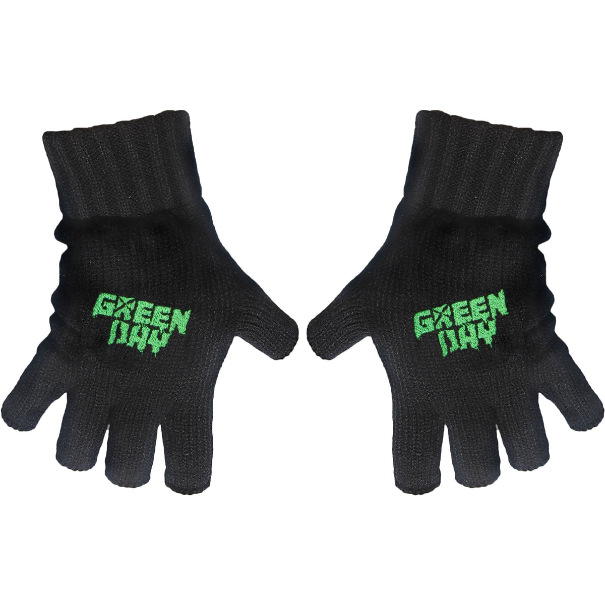 Green Day Logo Knit Gloves Front