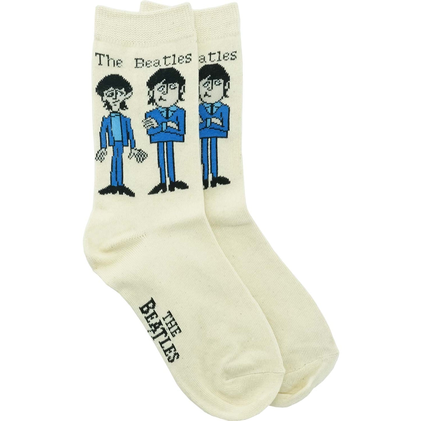 Beatles Cartoon Standing (Cream) Socks Front