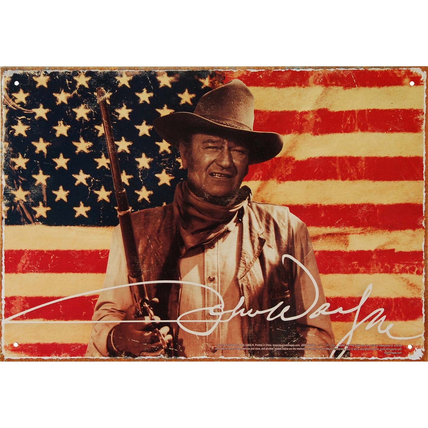 John Wayne Flag Tin Concert Sign