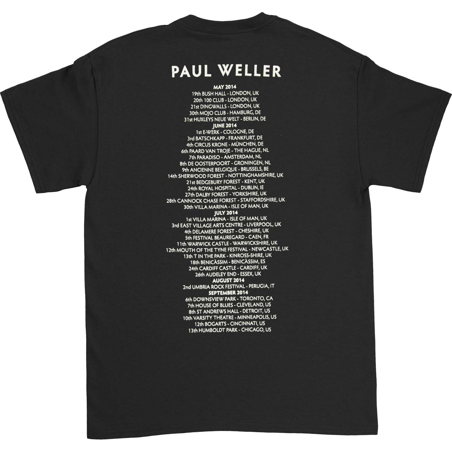 Paul Weller Modern Classics 2014 Tour T-shirt Back