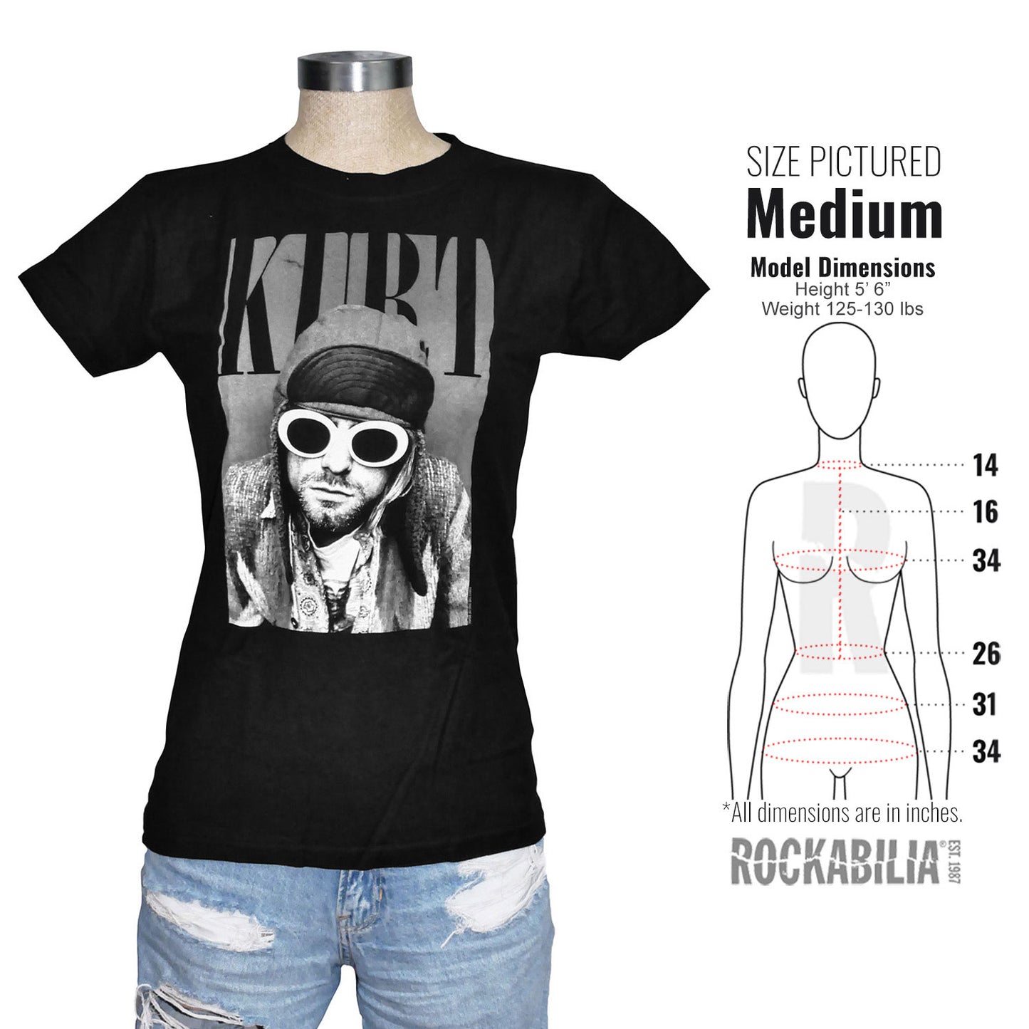 Kurt Cobain With Shades Jr Tissue T Junior Top