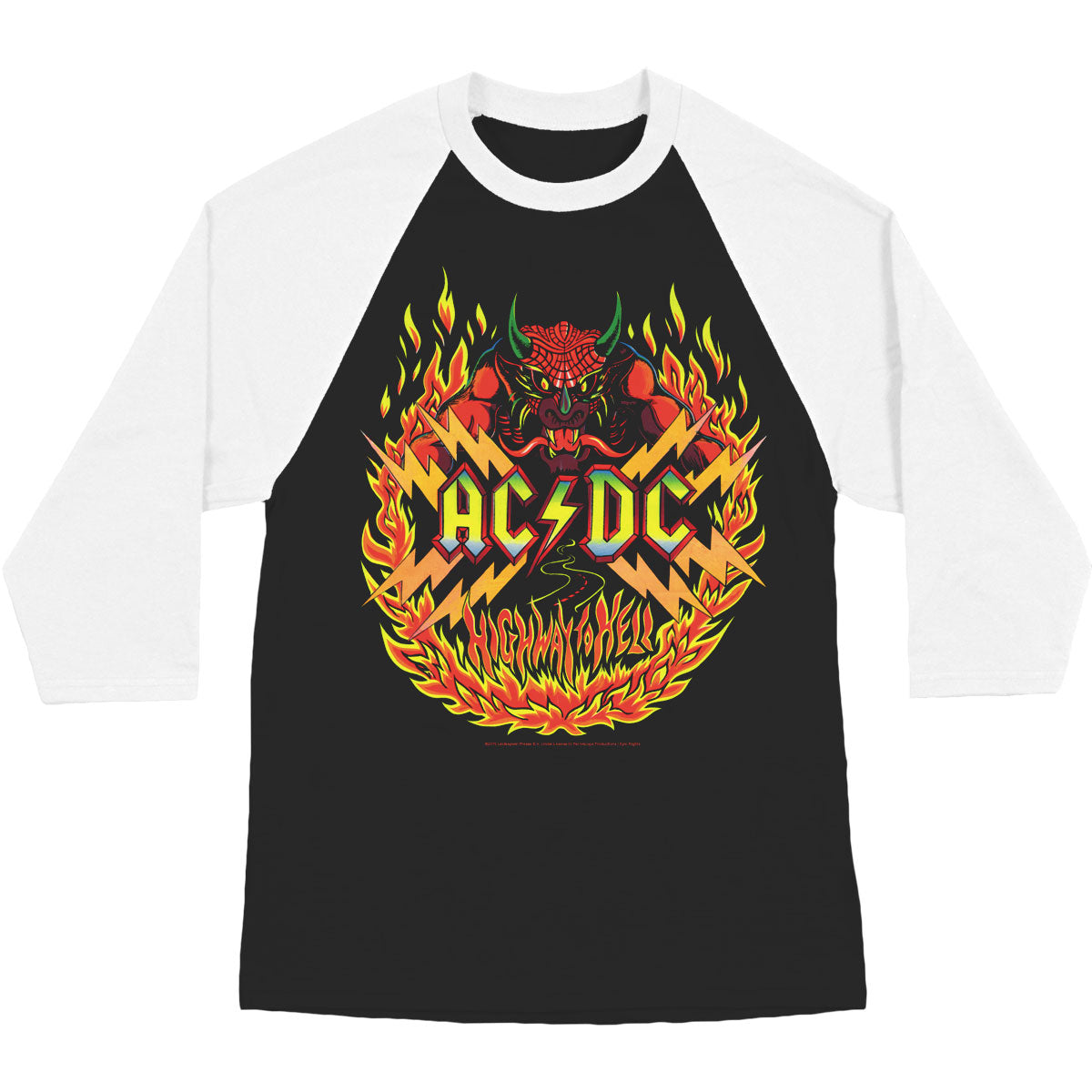 AC/DC Flames Baseball Jersey Front
