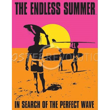 Endless Summer Holding Surfboard Tin Concert Sign