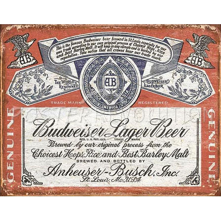 Budweiser Label Tin Concert Sign