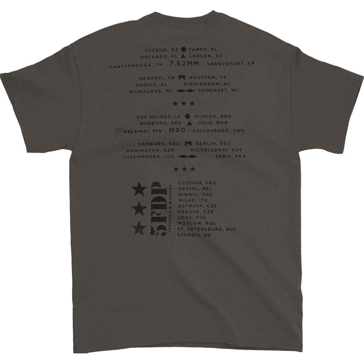 Five Finger Death Punch Locked & Loaded 2015 World Tour T-shirt Back
