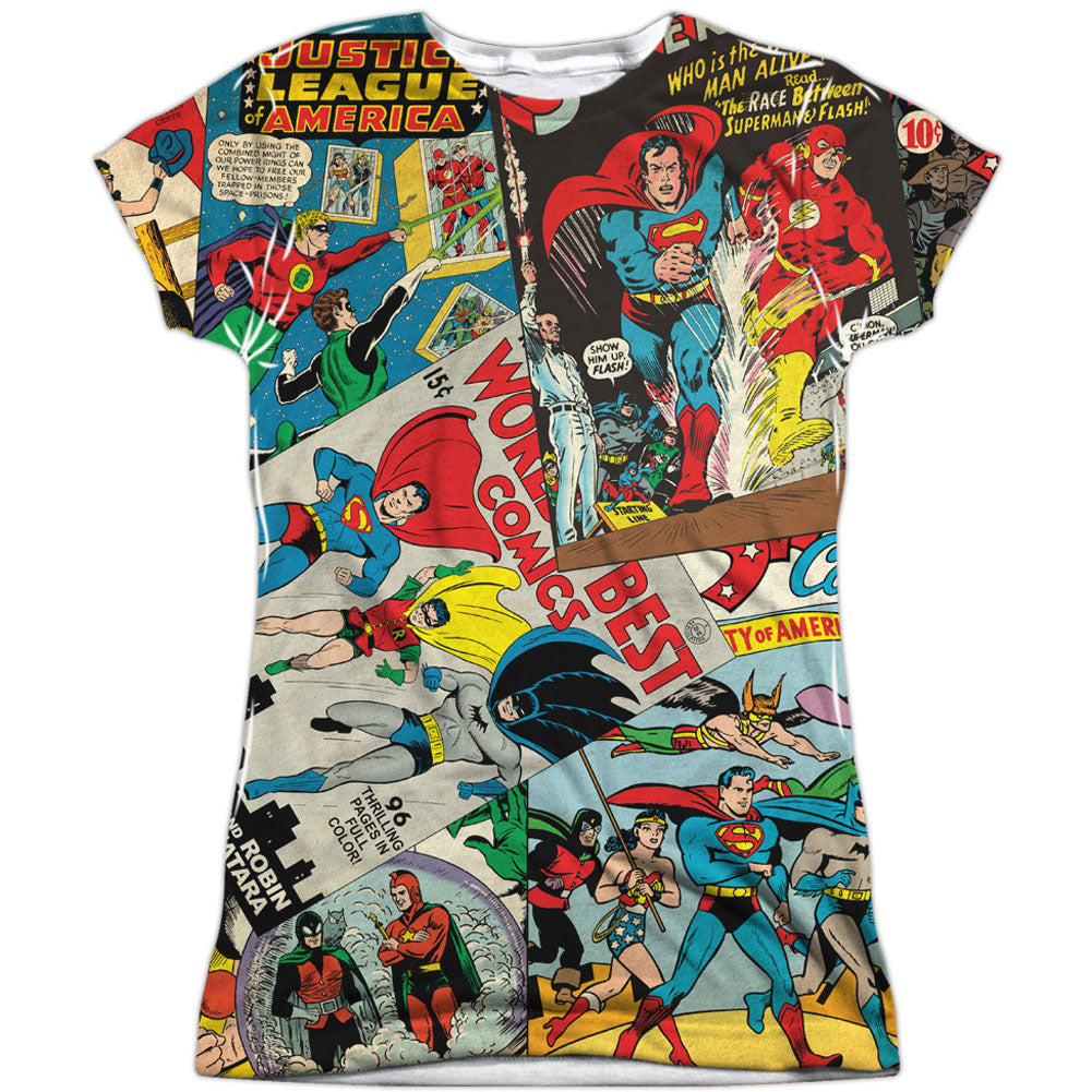 Justice League Of America Classic Collage Sublimation Junior Top Front