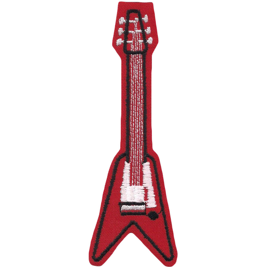 Novelty Patch Guitar Red Flying V Patch Front