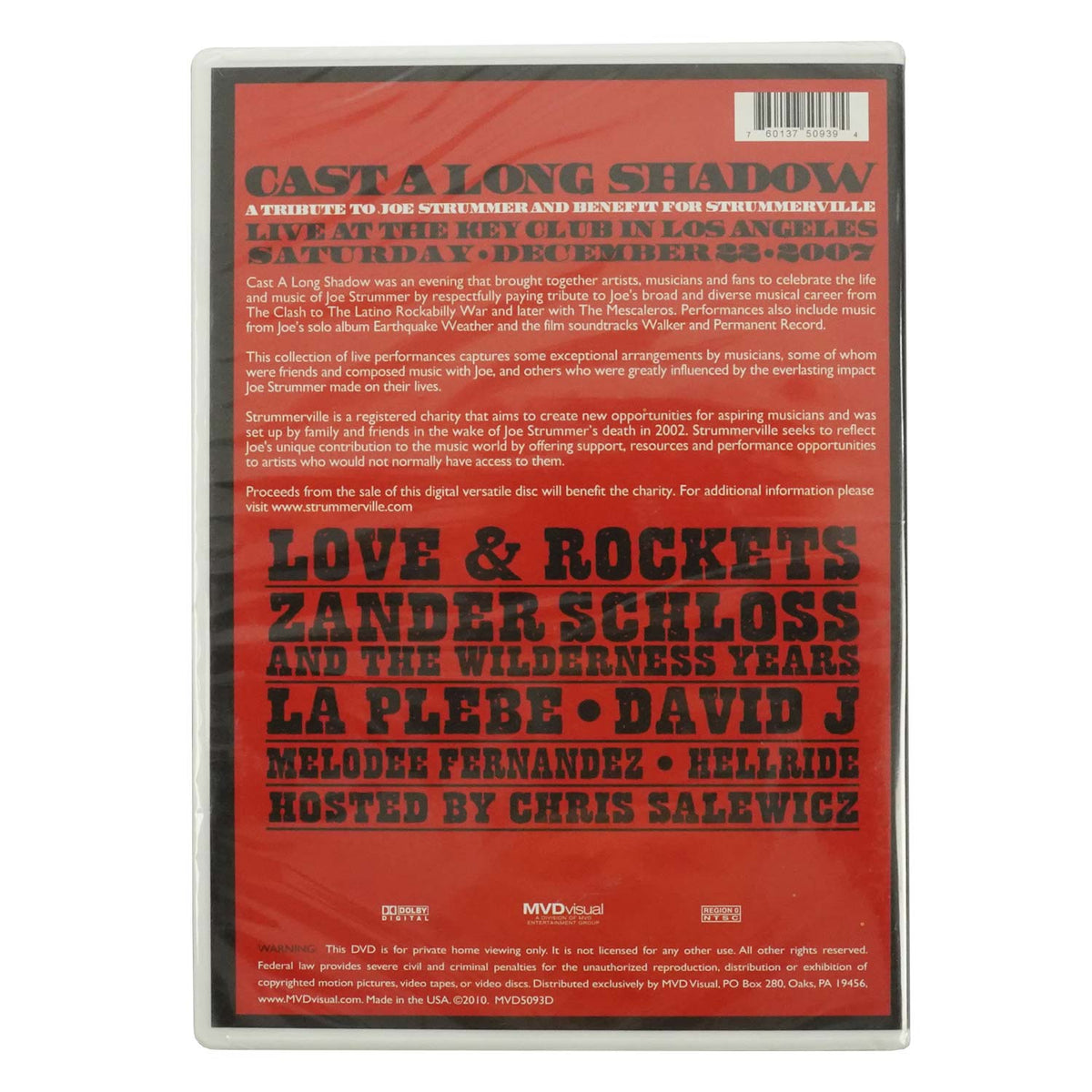 Joe Strummer Tribute Concert: Cast A Long Shadow DVD Back