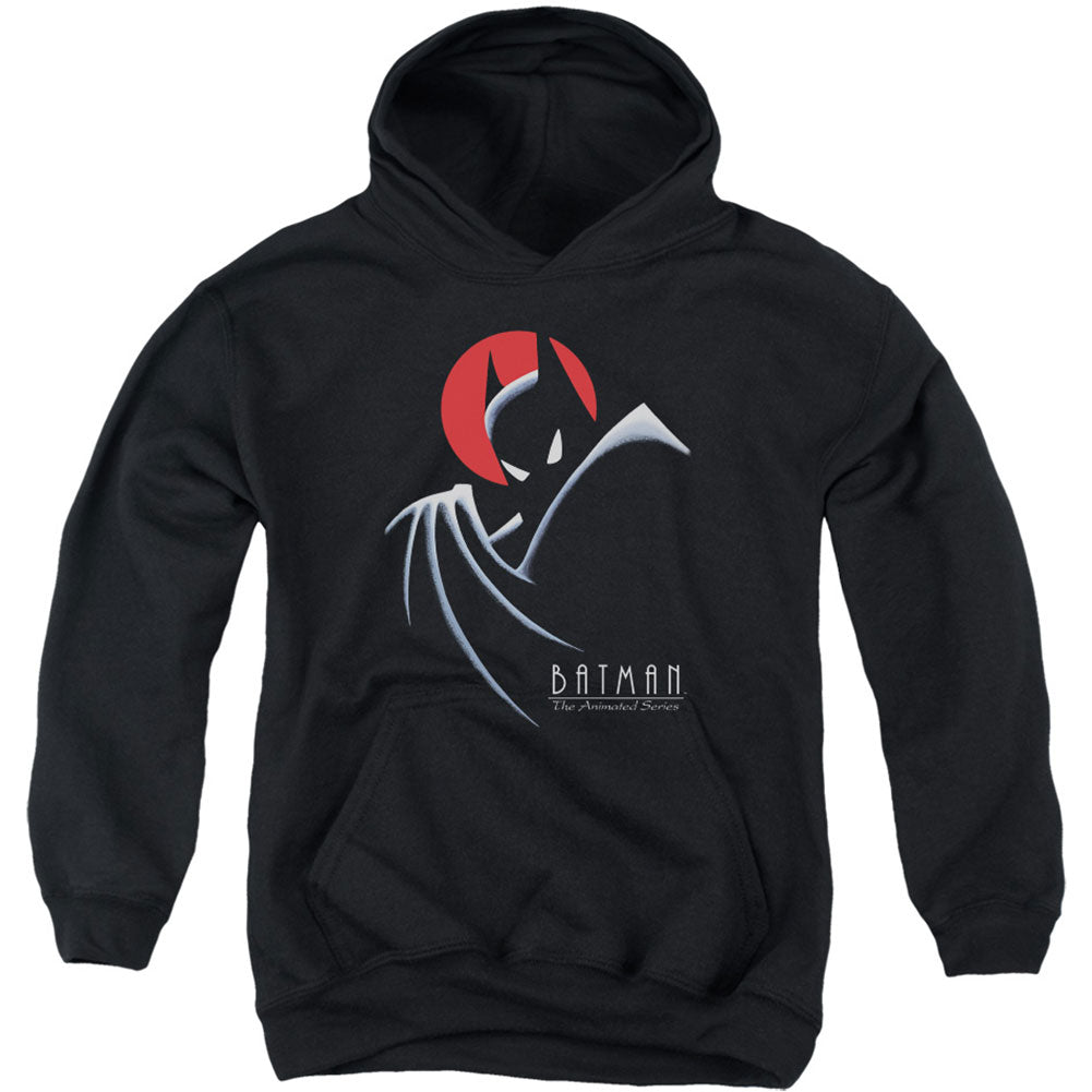 Batman Behind The Cape Youth 50% Poly Hooded Sweatshirt Front