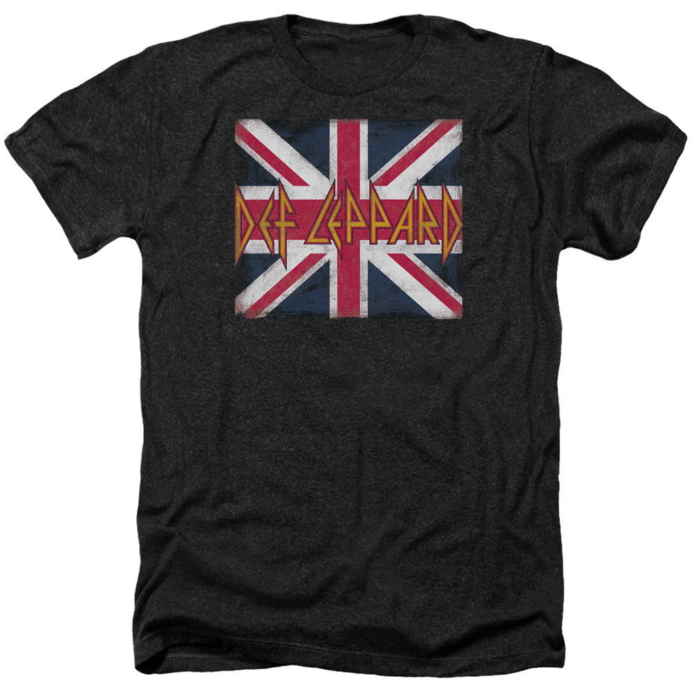 Def Leppard Union Jack Adult Heather 40% Poly T-shirt