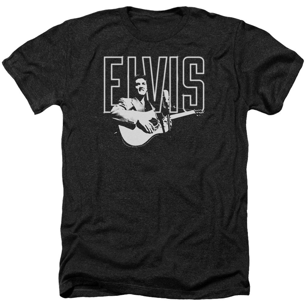 Elvis Presley White Glow Adult Heather 40% Poly T-shirt