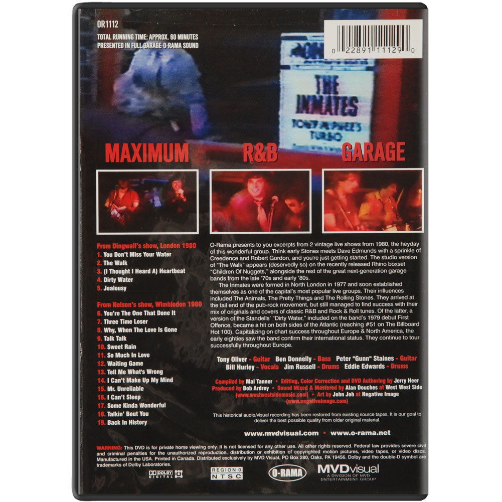 Inmates Back In History: Live 1980 DVD Back
