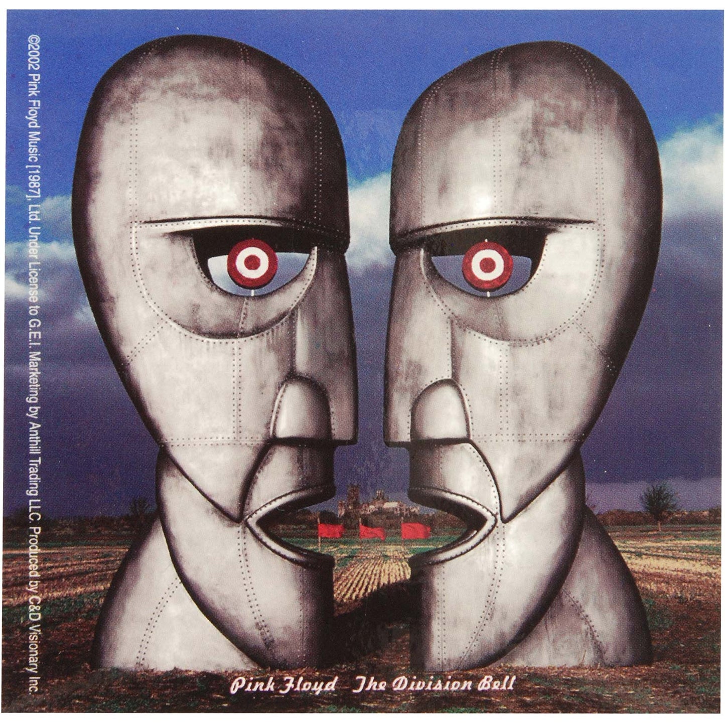 Pink Floyd Division Bell Metal Heads (4" x 4") Sticker Front