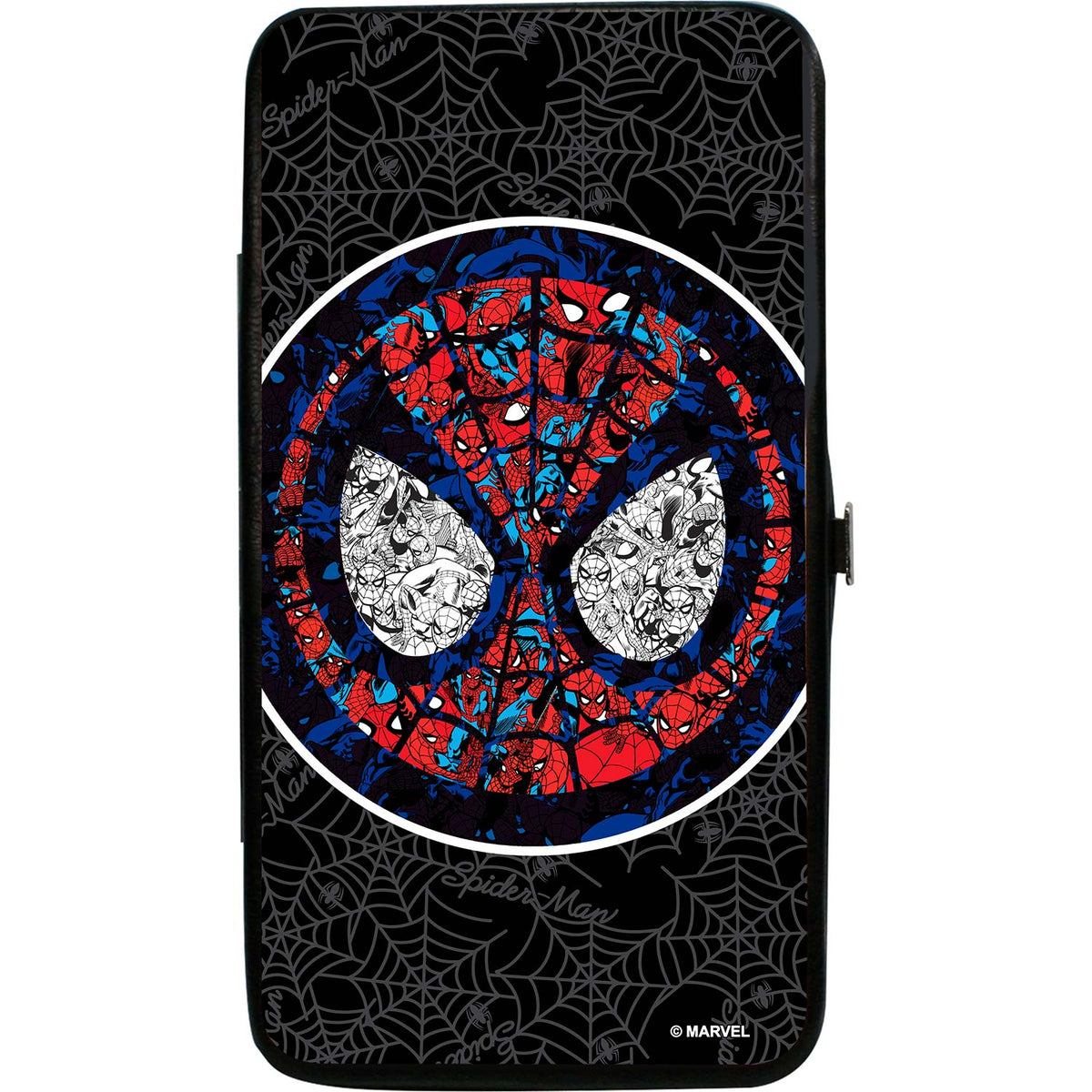 Marvel Comics Stained Glass Spider-Man Face/Signature Spider Webs Black/Gray/Blues/Reds Girls Wallet Back